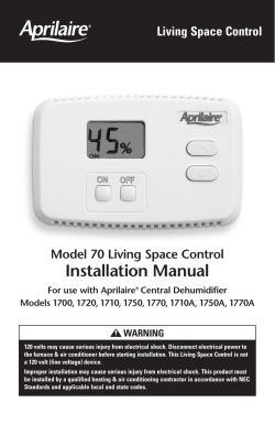 Model 70 Living Space Control Installation Manual
