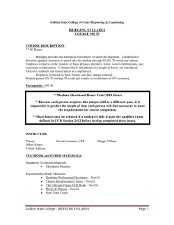 Bridging Syllabus - Golden State College of Court Reporting