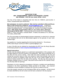 INVITATION TO BID 8091 TRANSFORMERS, 1500KVA PAD