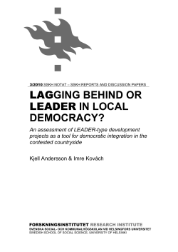 LAGGING BEHIND OR LEADER IN LOCAL DEMOCRACY?