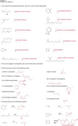 Problem Set: Alkenes I 2