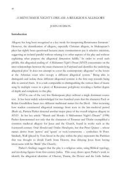 A MIDSUMMER NIGHT`S DREAM: A RELIGIOUS ALLEGORY