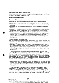 Introductions and Conclusions