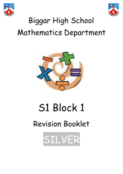 S1 Block 1 SILVER - Biggar High School