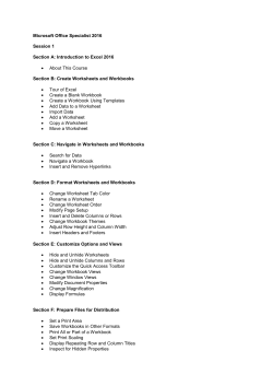 PDF118KB MOS Excel 2016 training outline