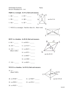 Review Worksheet 6-4 &ndash; 6-6 PQRS is a rectangle. In #1