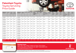 Pakenham Toyota Toyota Servicing Price Guide