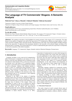 The Language of TV Commercials` Slogans: A Semantic Analysis