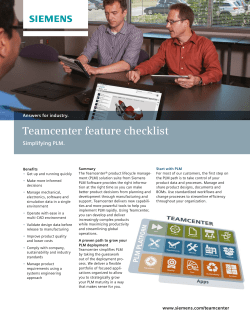 Teamcenter feature checklist