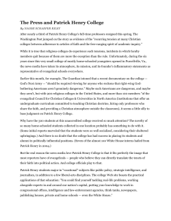 The Press and Patrick Henry College