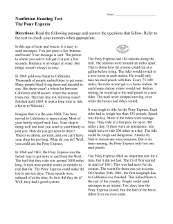Nonfiction Reading Test The Pony Express