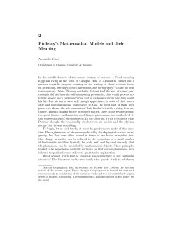 2 Ptolemy`s Mathematical Models and their Meaning
