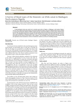 A Survey of blood types of the Domestic cat (Felis catus) in