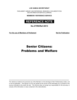 Senior Citizens: Problems and Welfare