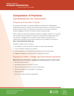 Computation of Fractions: Considerations for Instruction