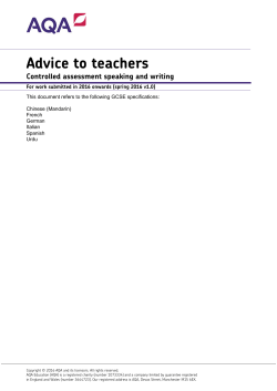 GCSE MFL Controlled assessment Advice to teachers