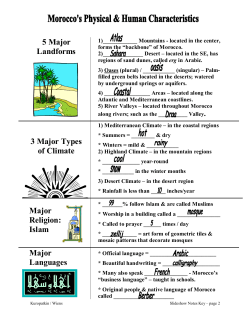 5 Major Landforms 3 Major Types of Climate Major Religion: Islam