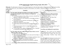 English Pacing Guide: Grade 10