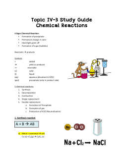 Topic IV-3 Study Guide Chemical Reactions