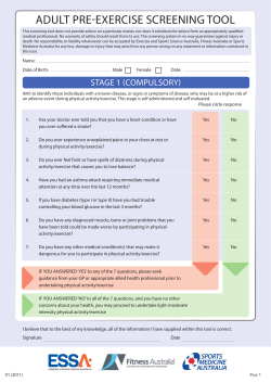 adult pre-exercise screening tool