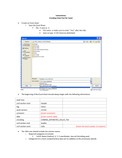 Creating Color Foci for Caret &bull; Create an Excel sheet. o Save