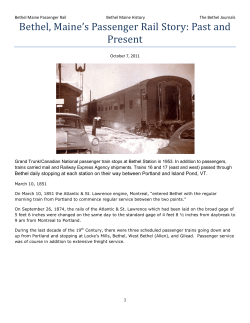 Bethel, Maine`s Passenger Rail Story: Past and Present