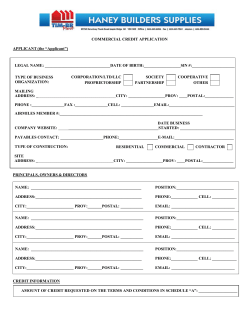 Credit Account Form - Haney Builders Supplies