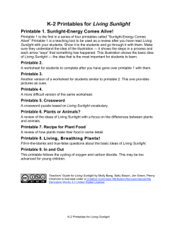 K-2 Printables for Living Sunlight