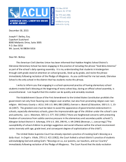 ACLU-NJ sent a letter to the school district