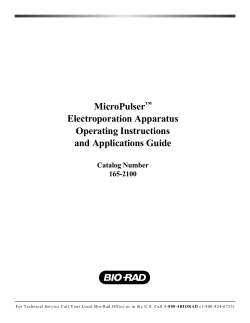 Instruction Manual, MicroPulser Electroporation Apparatus - Bio-Rad