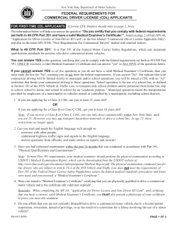 FEDERAL REQUIREMENTS FOR COMMERCIAL DRIVER