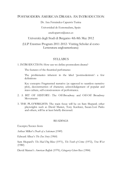 POSTMODERN AMERICAN DRAMA: AN INTRODUCTION