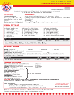 Picnic Menu Options