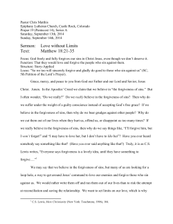 Sermon: Love without Limits Text: Matthew 18:21-35