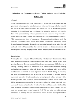 Nationalism and Contemporary German Politics