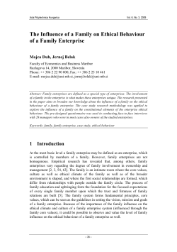 The Influence of a Family on Ethical Behaviour of a Family Enterprise