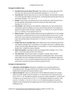 One-More-Than and Two-More-Than Facts - SFASDMathK-6