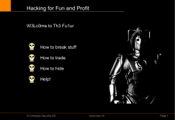 Hacking for Fun and Profit - Hacking
