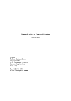 Mapping Principles for Conceptual Metaphors Kathleen Ahrens