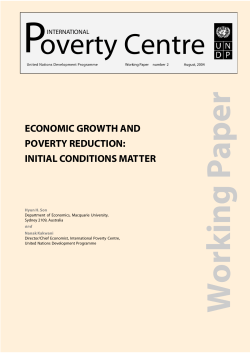 ECONOMIC GROWTH AND POVERTY REDUCTION: INITIAL
