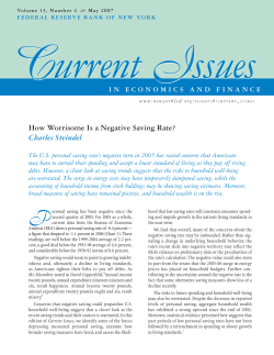 How Worrisome Is a Negative Saving Rate?