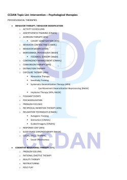 CCDAN Topic List: Intervention &ndash; Psychological therapies
