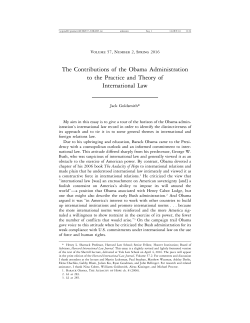 The Contributions of the Obama Administration to the Practice and