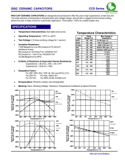 SPECIFICATIONS DISC CERAMIC CAPACITORS CCD Series