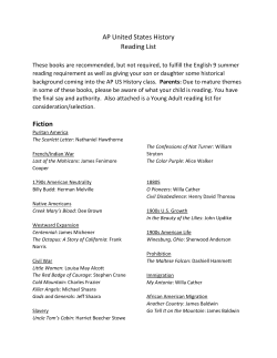 AP United States History Reading List Fiction