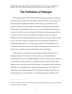 The Definition of Dialogue