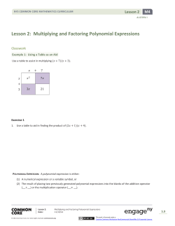 Lesson 2: Multiplying and Factoring Polynomial Expressions