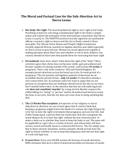 The Moral and Factual Case for the Safe Abortion Act in Sierra Leone
