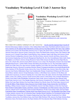 Vocabulary Workshop Level E Unit 3 Answer Key