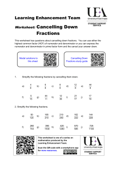 Cancelling down fractions worksheet